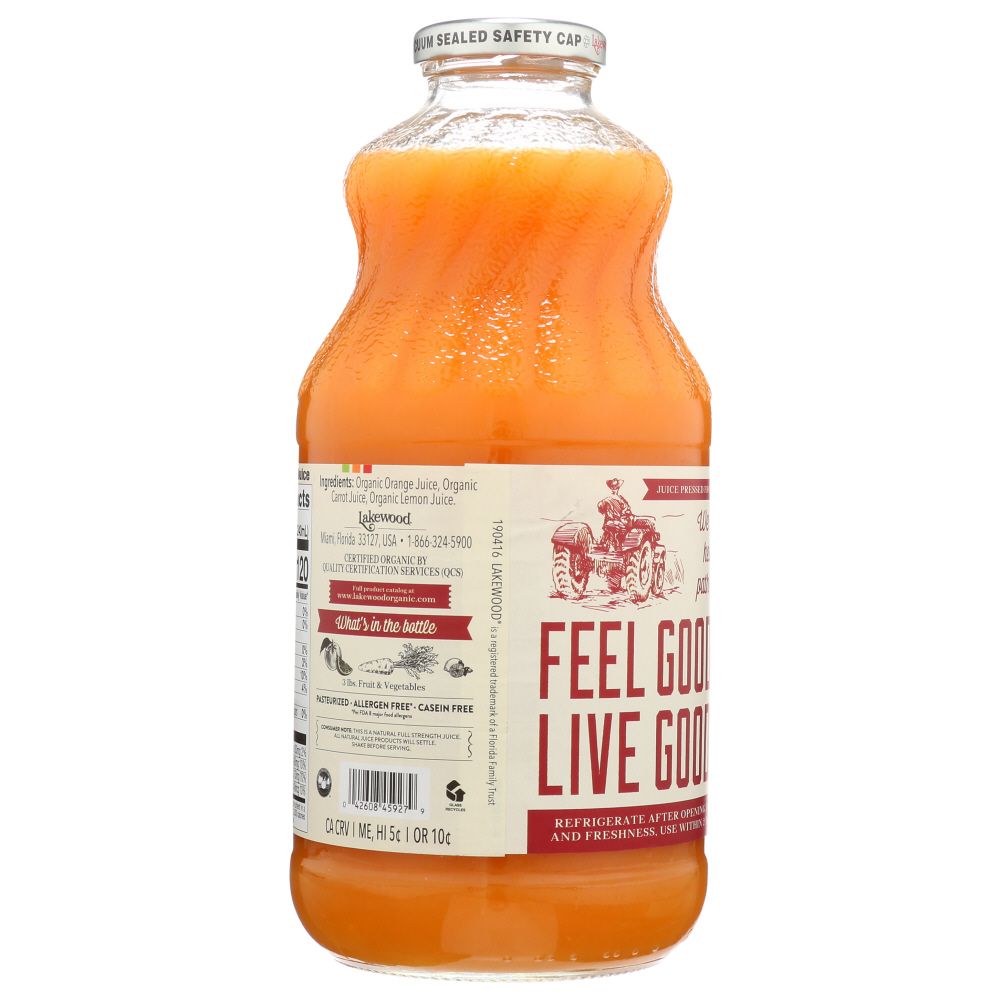 LAKEWOOD: Organic Orange & Carrot Juice, 32 Oz
