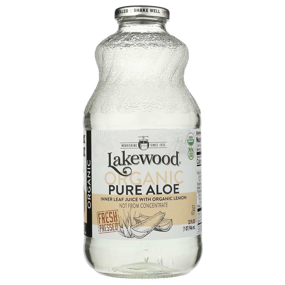 LAKEWOOD ORGANIC: Pure Aloe Inner Fillet Juice with Lemon, 32 Oz