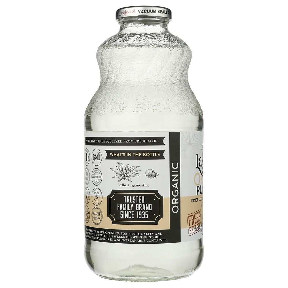 LAKEWOOD ORGANIC: Pure Aloe Inner Fillet Juice with Lemon, 32 Oz