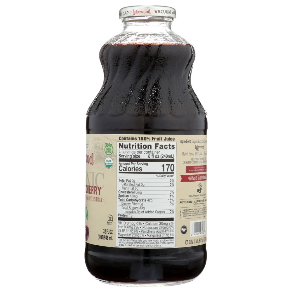 LAKEWOOD: Organic Pure Black Cherry Juice, 32 oz