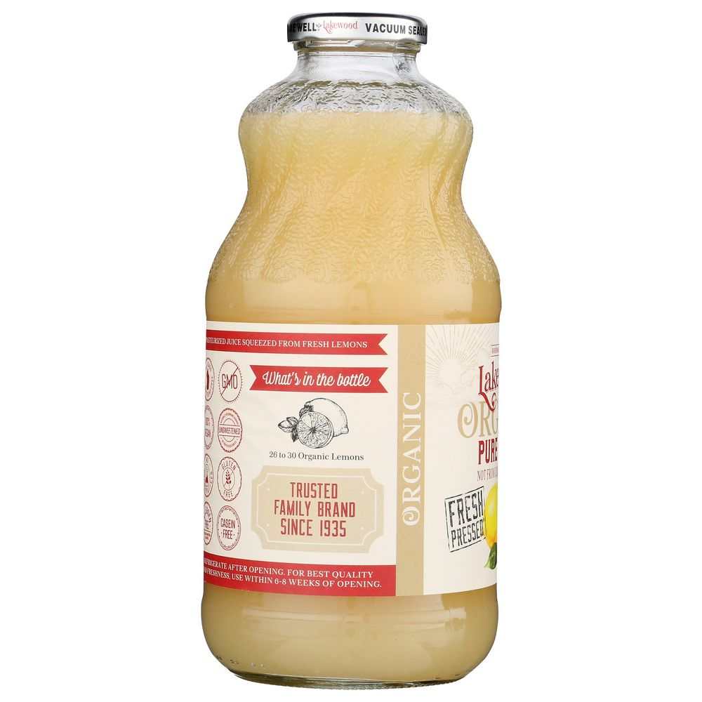 LAKEWOOD ORGANIC: Pure Lemon Juice, 32 oz