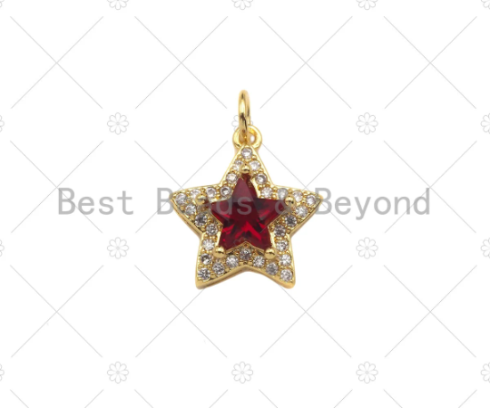 CZ  Five Point Star Charm,13x15mm, Sku#JL30