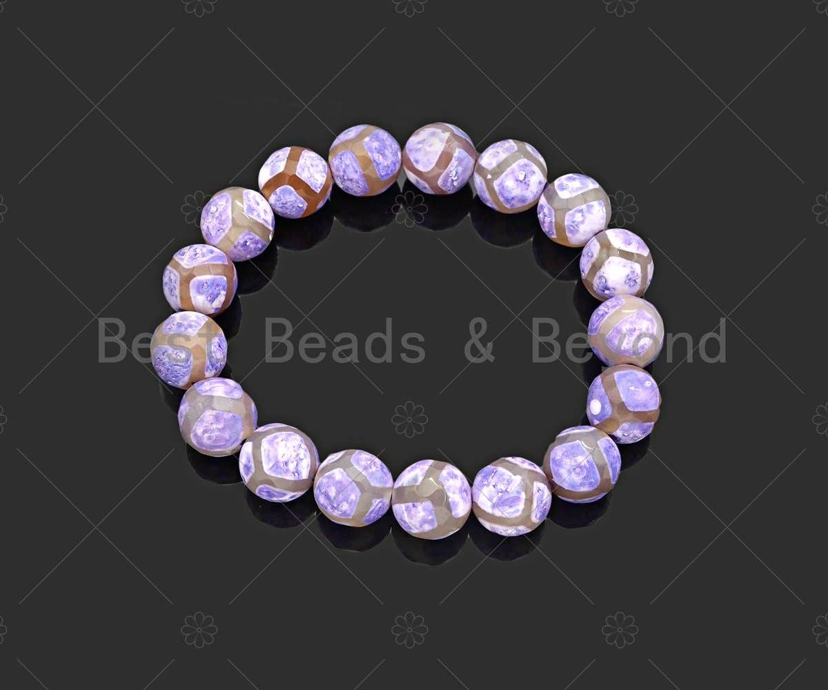 Natural Purple Tibetan Agate Stretchy Bracelet, sku#U1124
