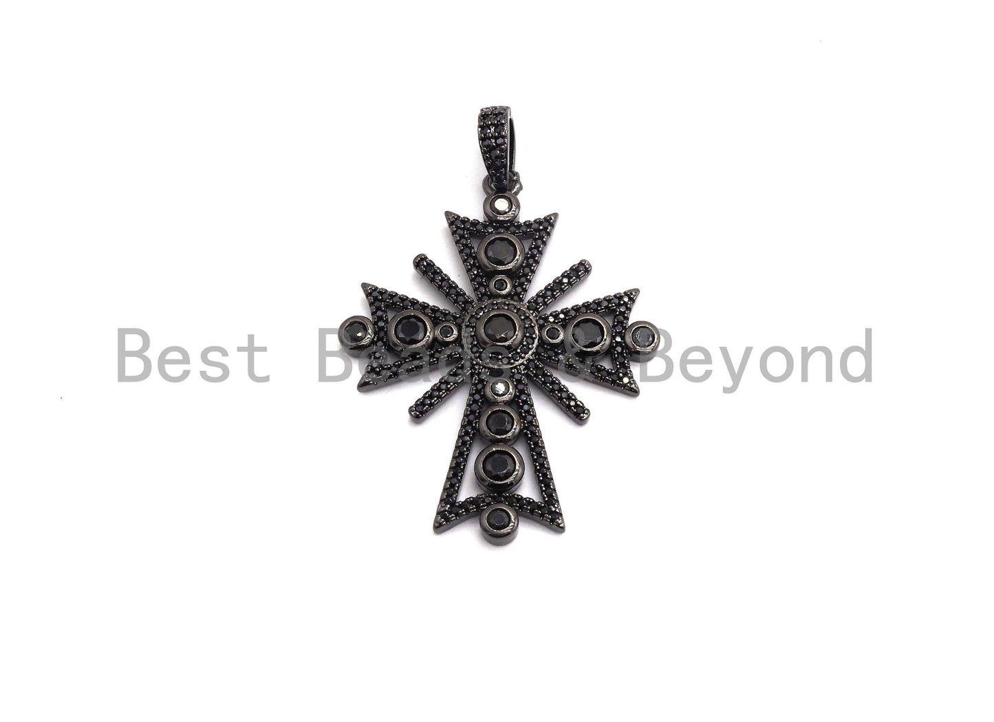 Large CZ Micro Pave Fancy Cross Pendant, F640