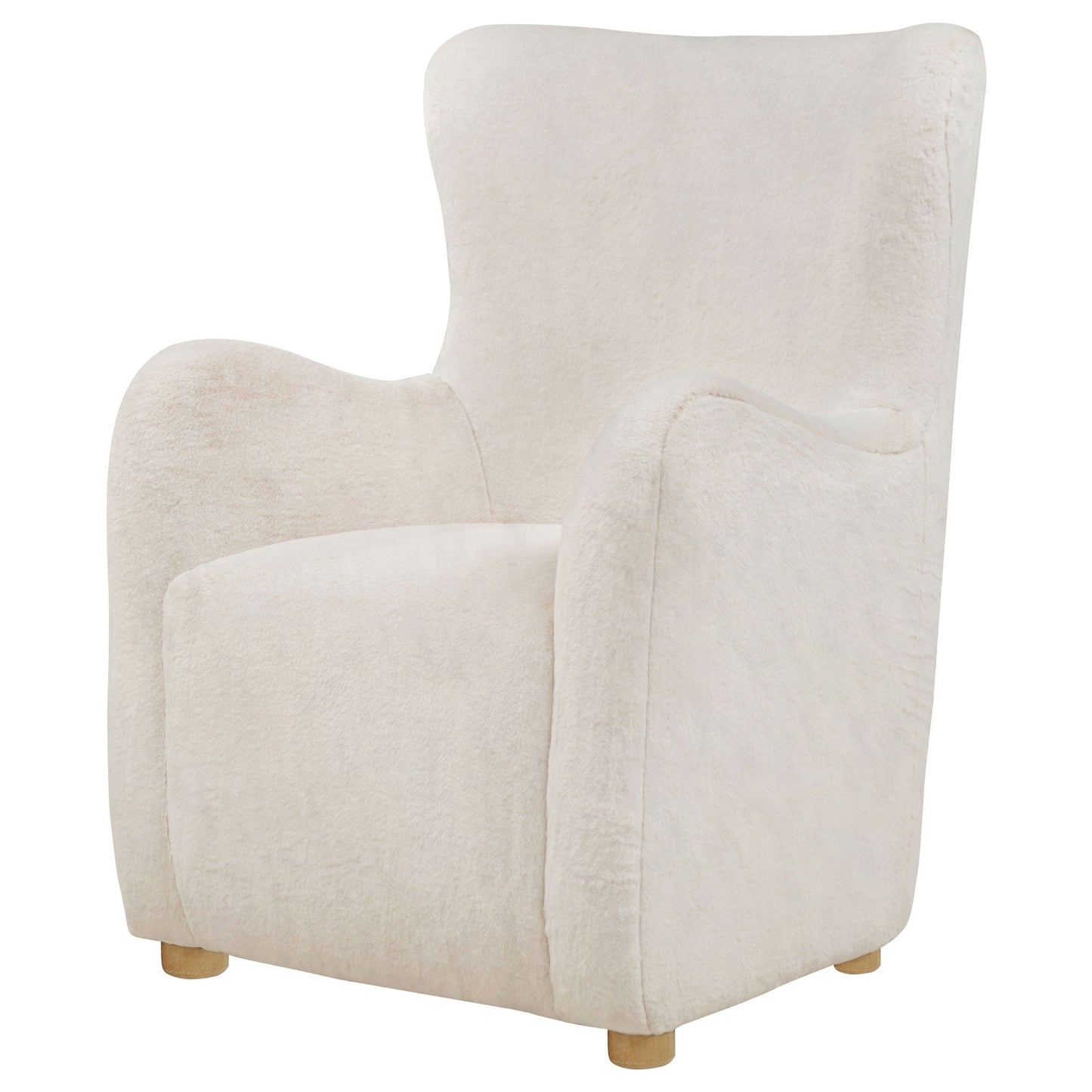 Thornton Faux Fur Upholstered Wingback Lounge Accent Chair Ivory