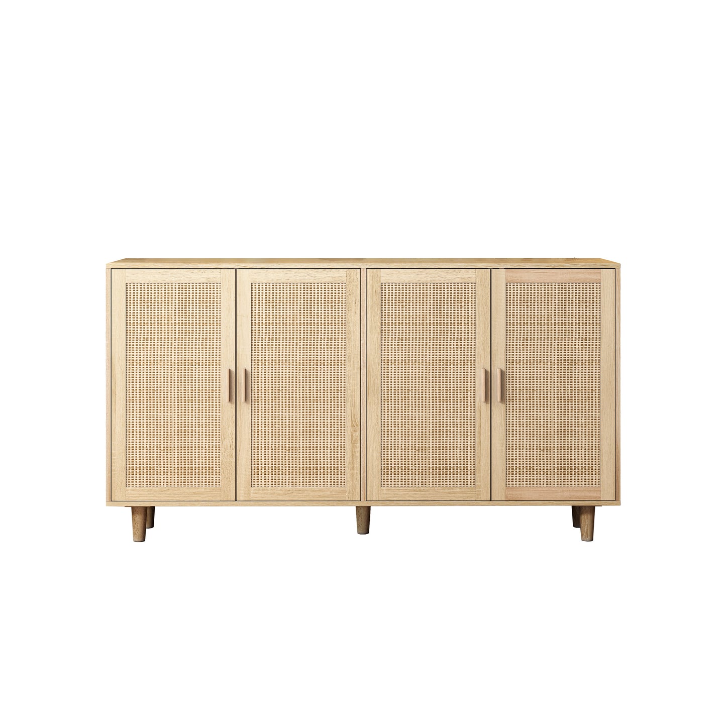 Elegant and Functional 4-Door Rattan Decorative Storage Cabinet
