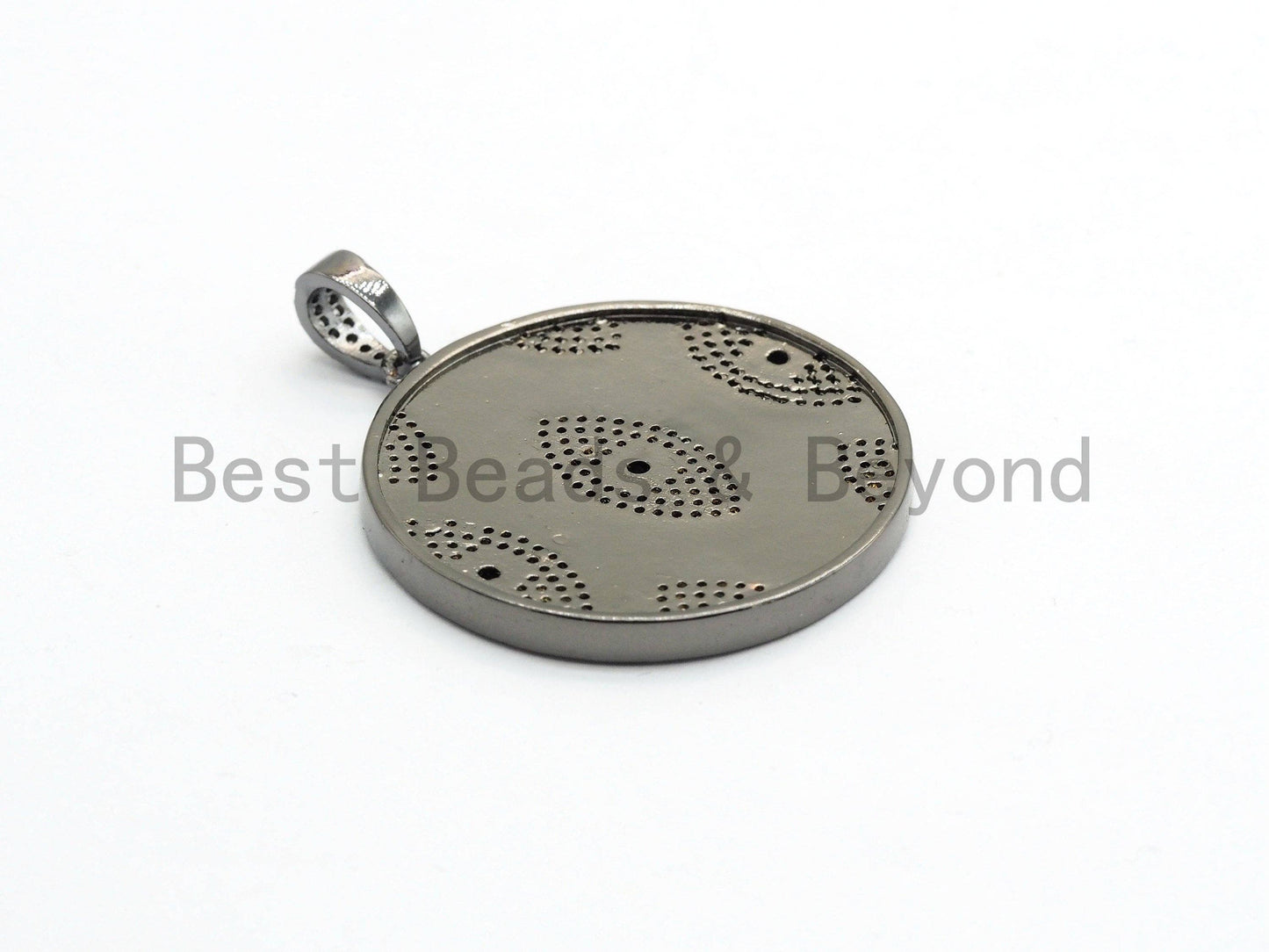 LARGE Enamel Colorful Round With Evil Eye Pendant,CZ Micro Pave Oil Drop Round pendant,Enamel pendant,Enamel Jewelry,34x38mm,sku#F593