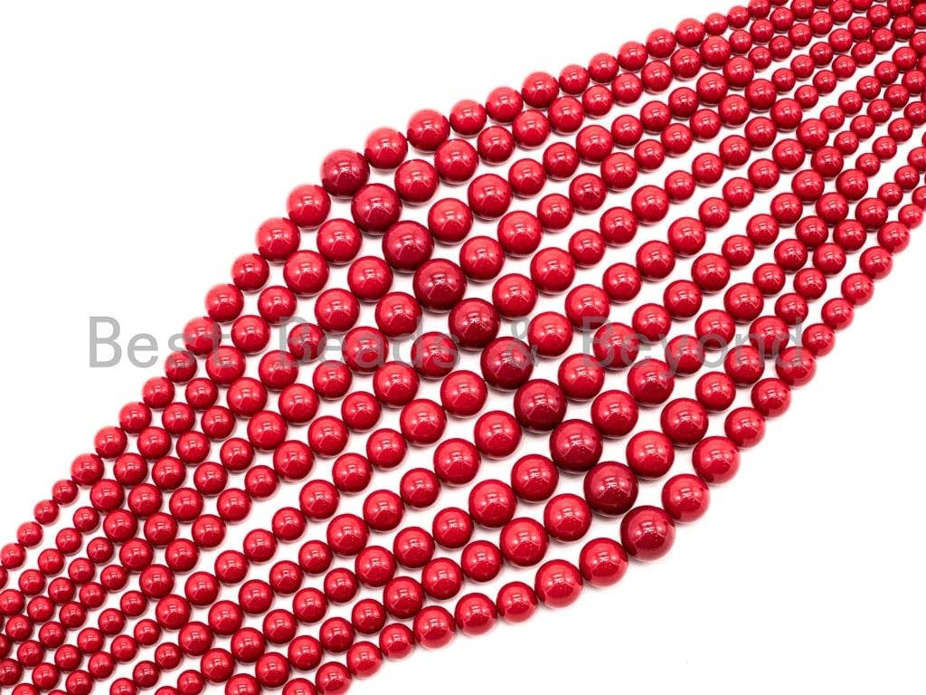 Natural Red MOP Round Smooth Graduate Beads, 8-16mm, Sku#U48