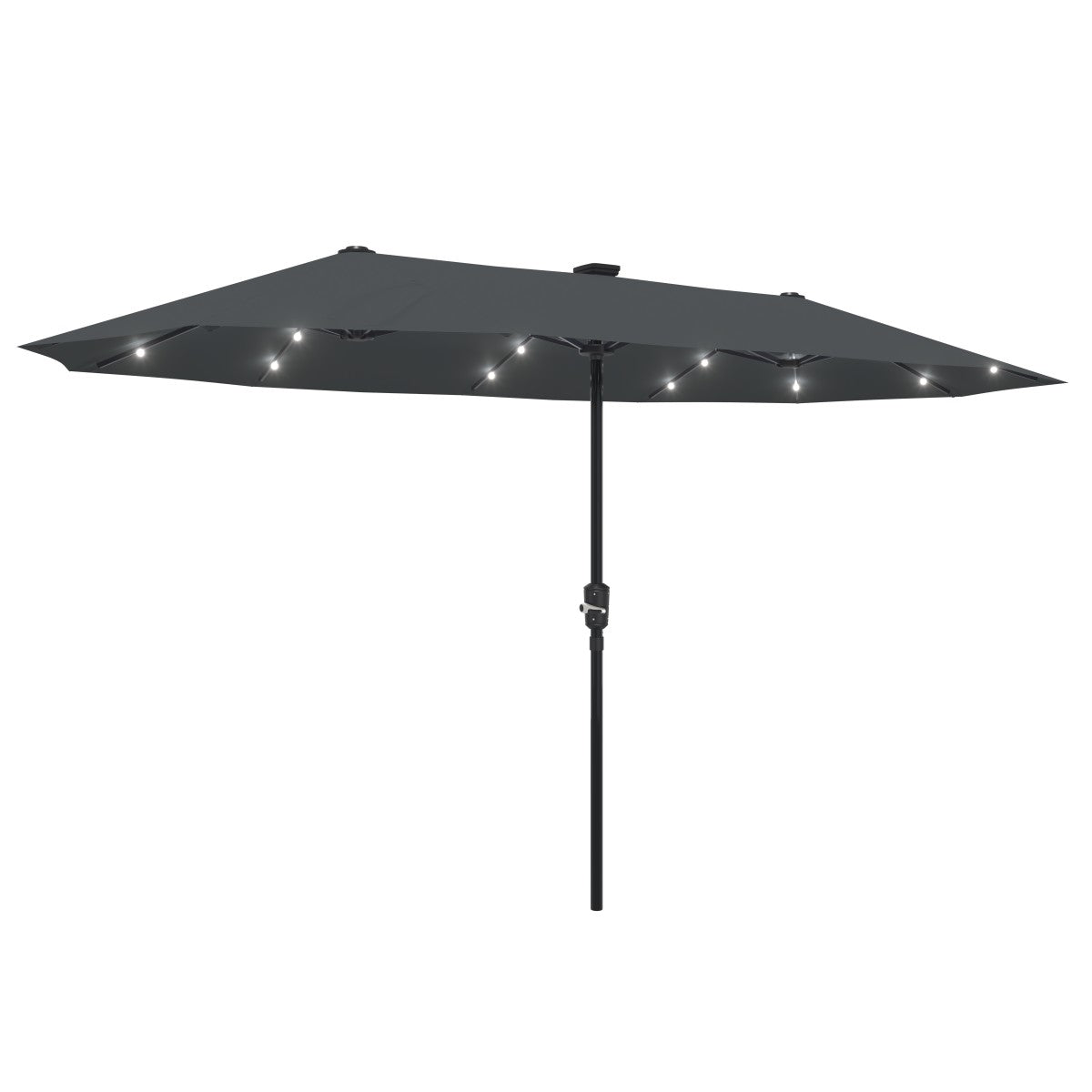 Ainfox 13ft Large Patio Umbrella with Solar Lights, Outdoor Double-Sided Rectangle Market Heavy Duty Umbrellas without Base