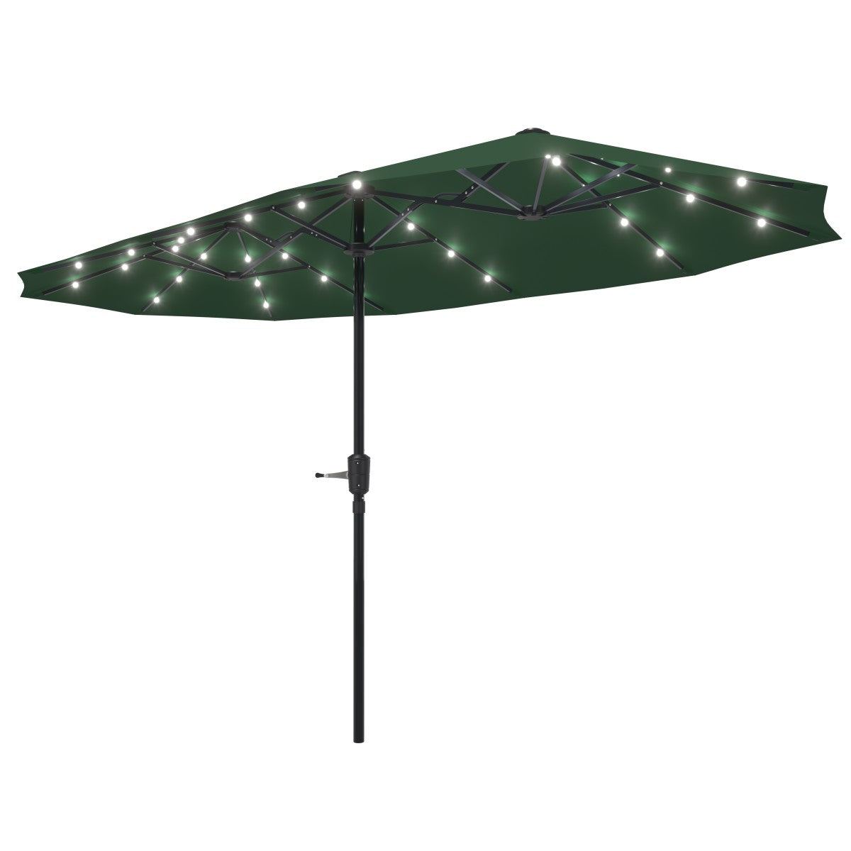 Ainfox 13ft Large Patio Umbrella with Solar Lights, Outdoor Double-Sided Rectangle Market Heavy Duty Umbrellas without Base