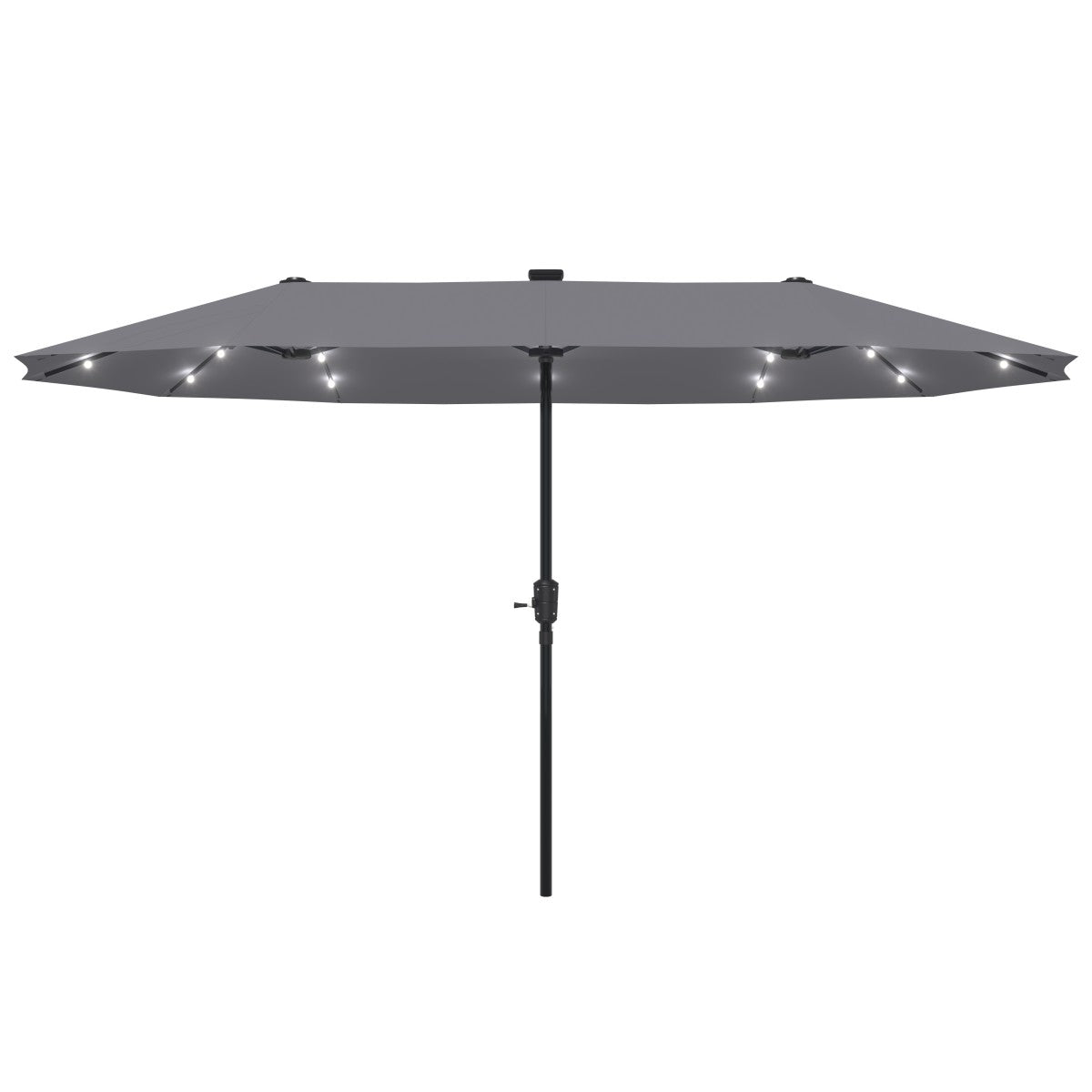 Ainfox 13ft Large Patio Umbrella with Solar Lights, Outdoor Double-Sided Rectangle Market Heavy Duty Umbrellas without Base