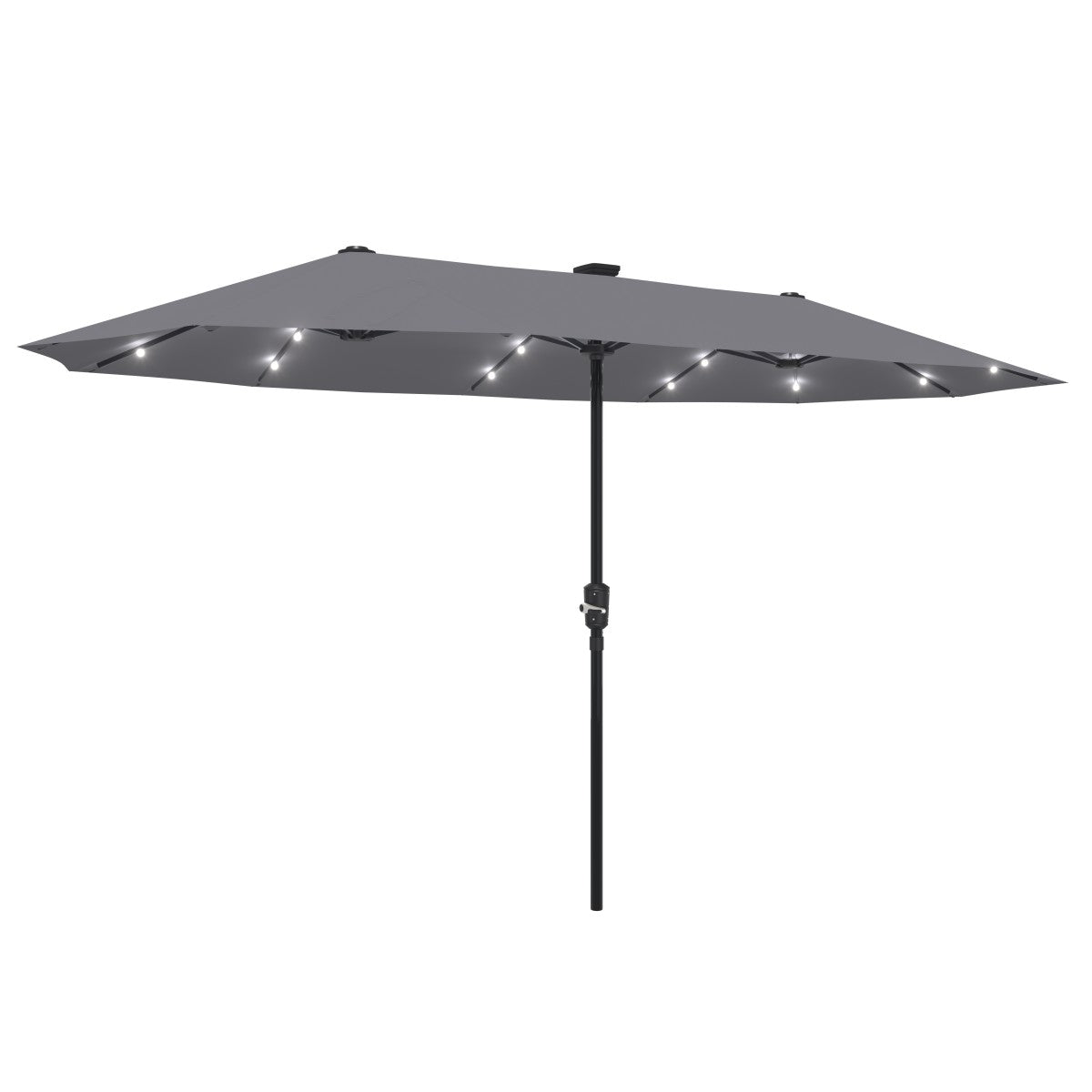 Ainfox 13ft Large Patio Umbrella with Solar Lights, Outdoor Double-Sided Rectangle Market Heavy Duty Umbrellas without Base