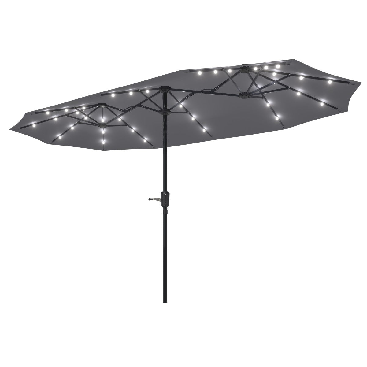 Ainfox 13ft Large Patio Umbrella with Solar Lights, Outdoor Double-Sided Rectangle Market Heavy Duty Umbrellas without Base