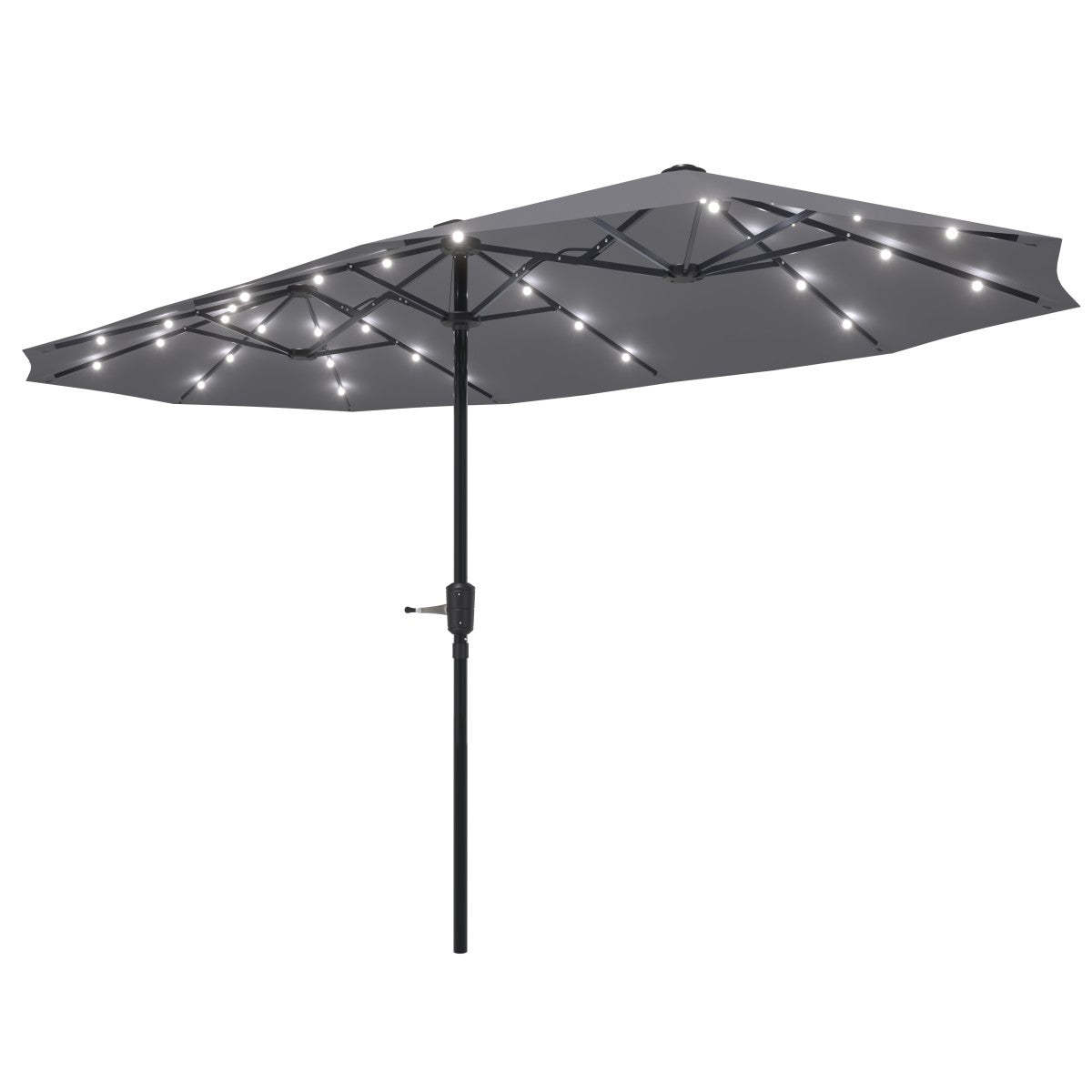 Ainfox 13ft Large Patio Umbrella with Solar Lights, Outdoor Double-Sided Rectangle Market Heavy Duty Umbrellas without Base