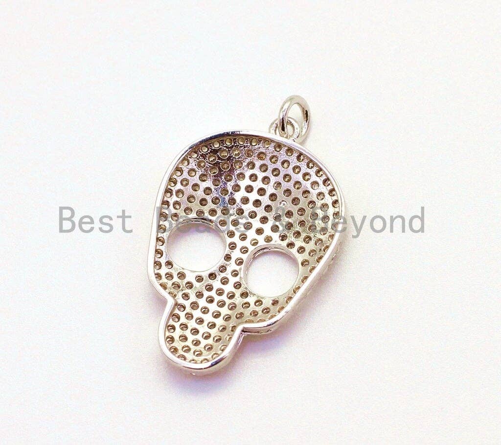 CZ Micro Pave Skull Charm Beads, Cubic Zirconia Charms, CZ Hollow Pendant for Bracelet/Necklace, Halloween Pave,18x31mm, sku#F41/F381/BY006