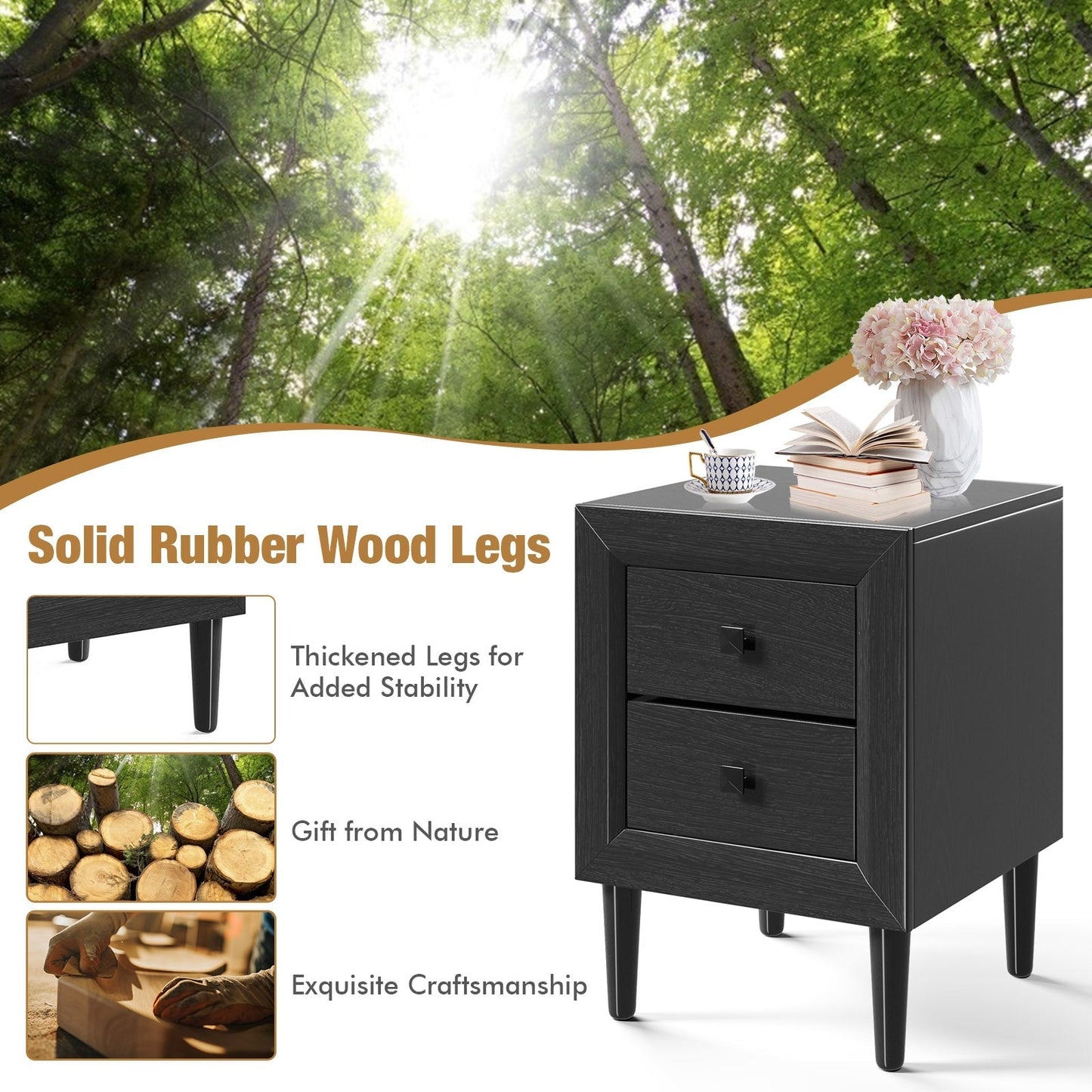 Multipurpose Retro Bedside Nightstand