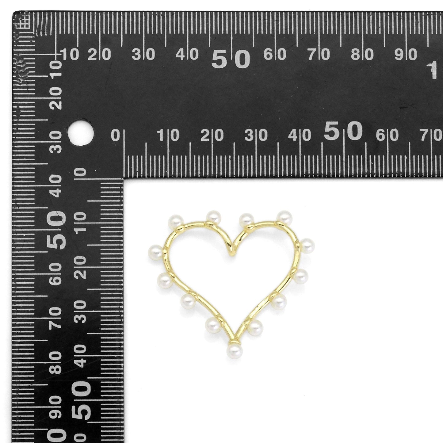 Pearl Heart Connector Pendant Charm, Sku#LK884