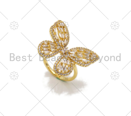 CZ Butterfly Adjustable Ring, Sku#X207
