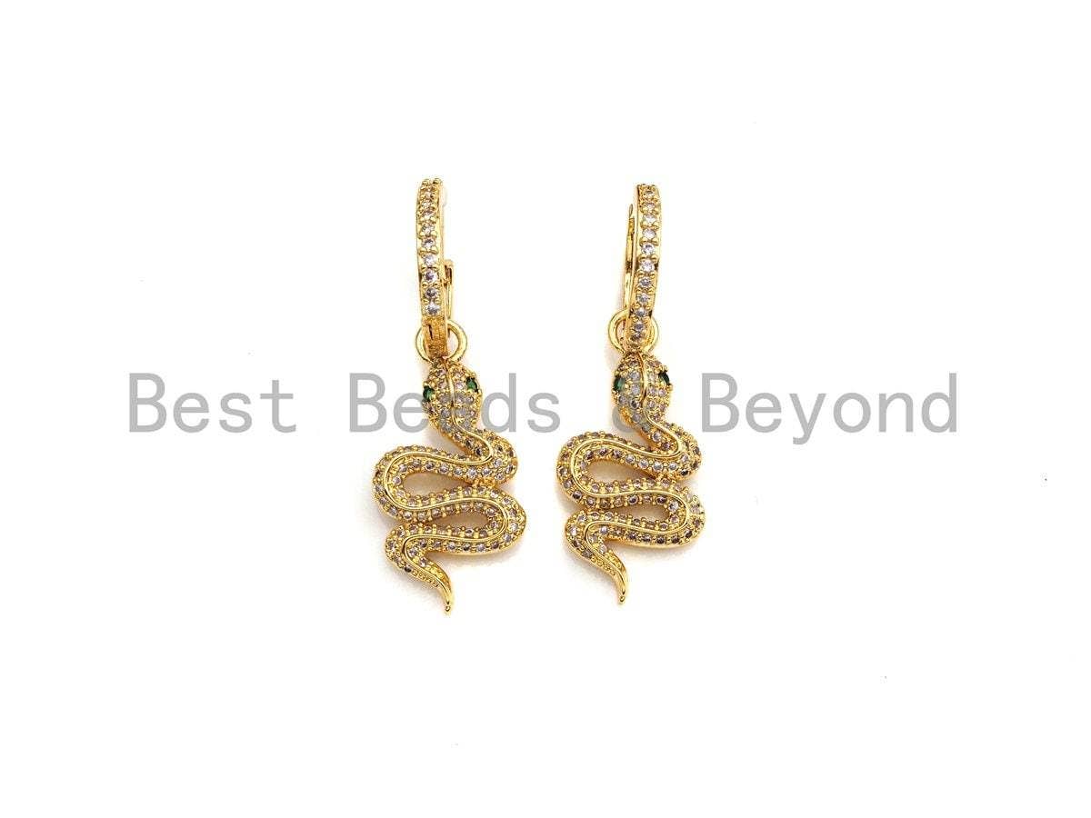 CZ Snake Huggie Earrings, Sku#J259