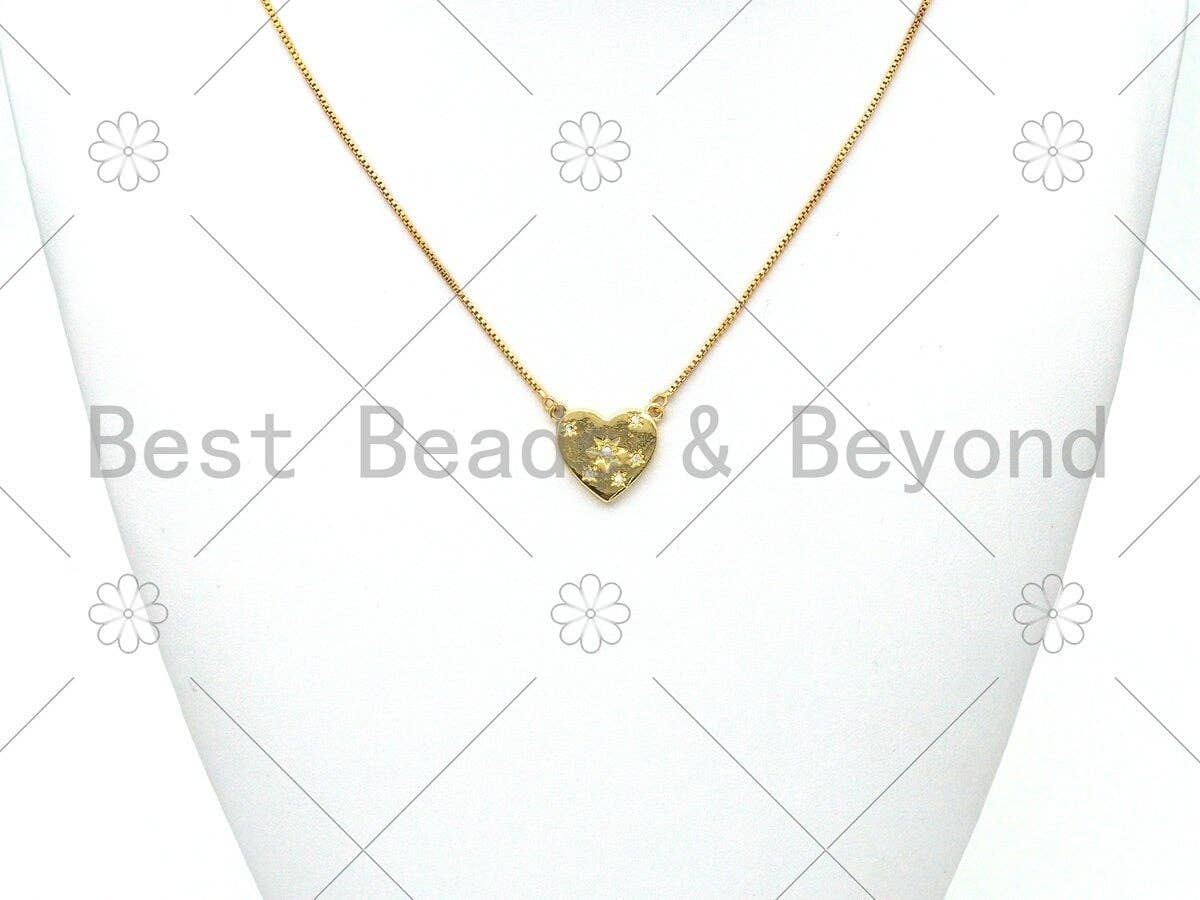 CZ Micro Pave Five Point Star On Heart Shape Pendant,18K Gold Filled Star Charm, Necklace Bracelet Charm Pendant,19x16mm,Sku#LK403