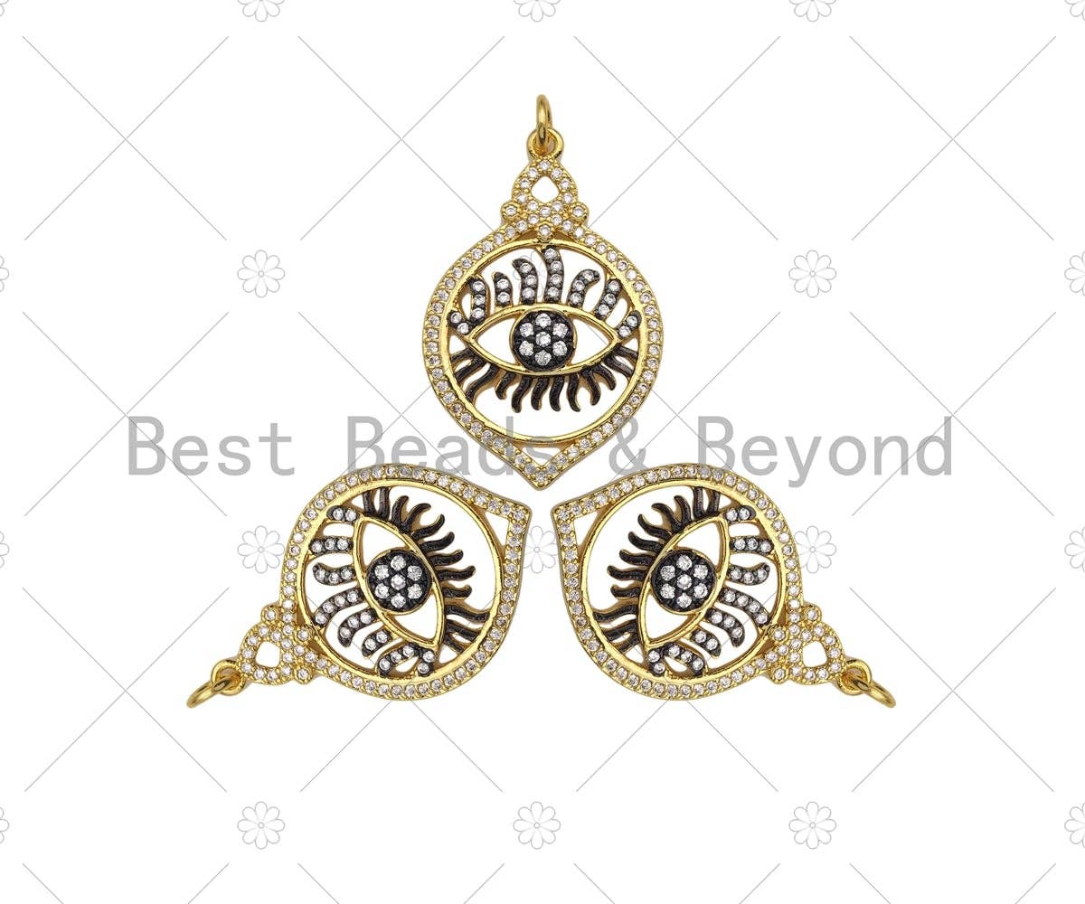 Dual CZ Micro Pave Evil Eye Charm,  Sku#L515