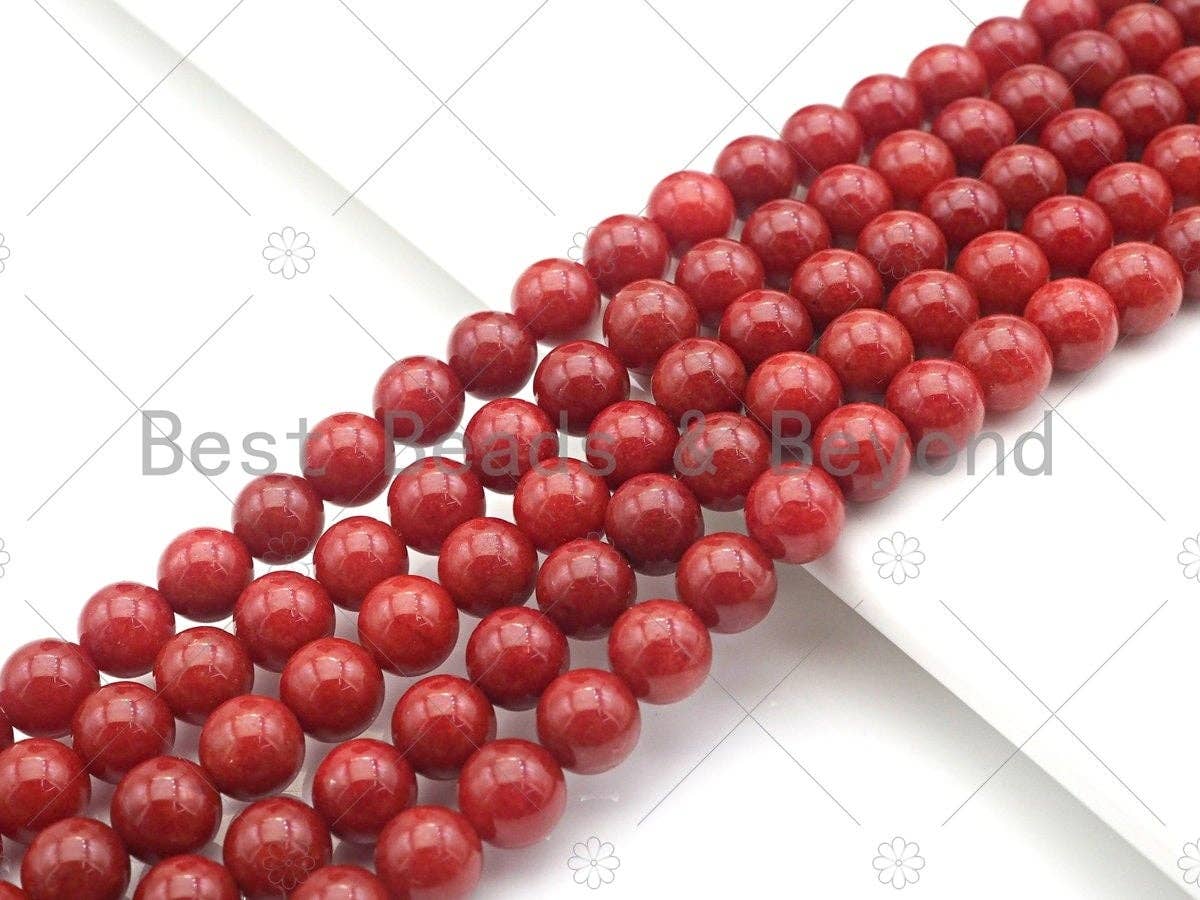 Natrual Red/Pink Jade, 6mm/8mm/10mm Round Smooth Jade, Dyed Jade, 15.5'' Full Strand, Sku#U997