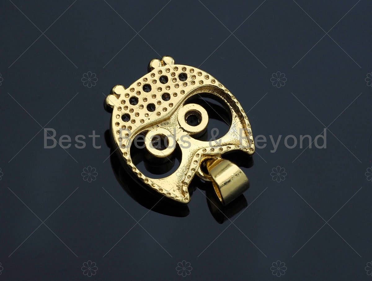 Gold Owl Charms, Dainty Owl Charms, Owl Pendant, Gold Charm, Gold Pendant, Necklace Charms, 15x16mm, Sku#LK96