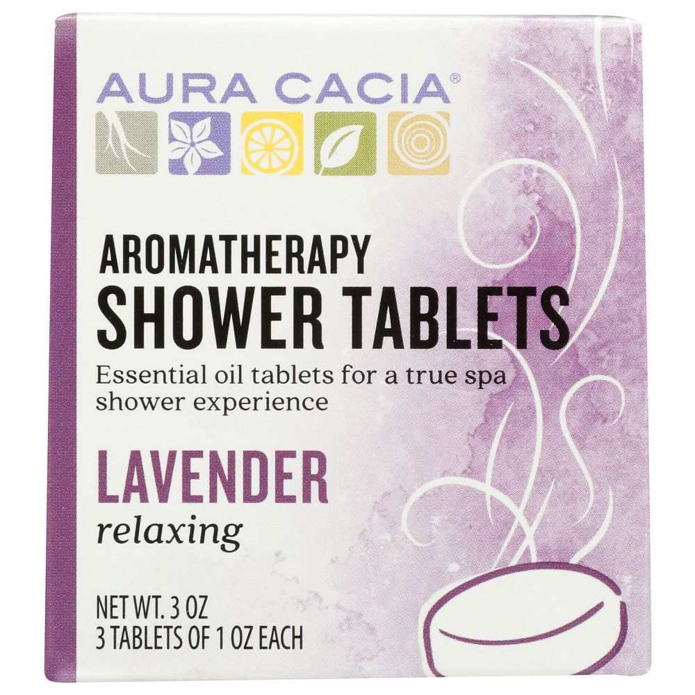 AURA CACIA: Aromatherapy Shower Tablets Relaxing Lavender 3 tablets (1 oz each), 3 oz