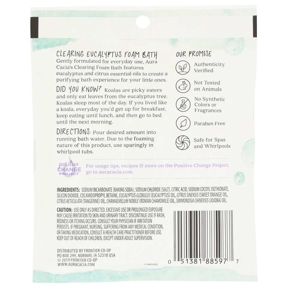 AURA CACIA: Eucalyptus Clearing Foam Bath, 2.5 oz