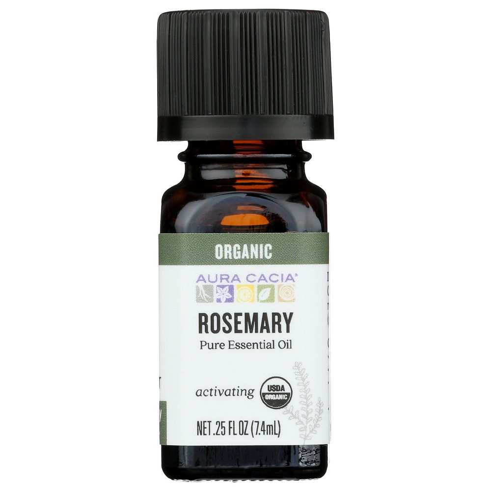 AURA CACIA: Organic Rosemary Essential Oil, 0.25 oz
