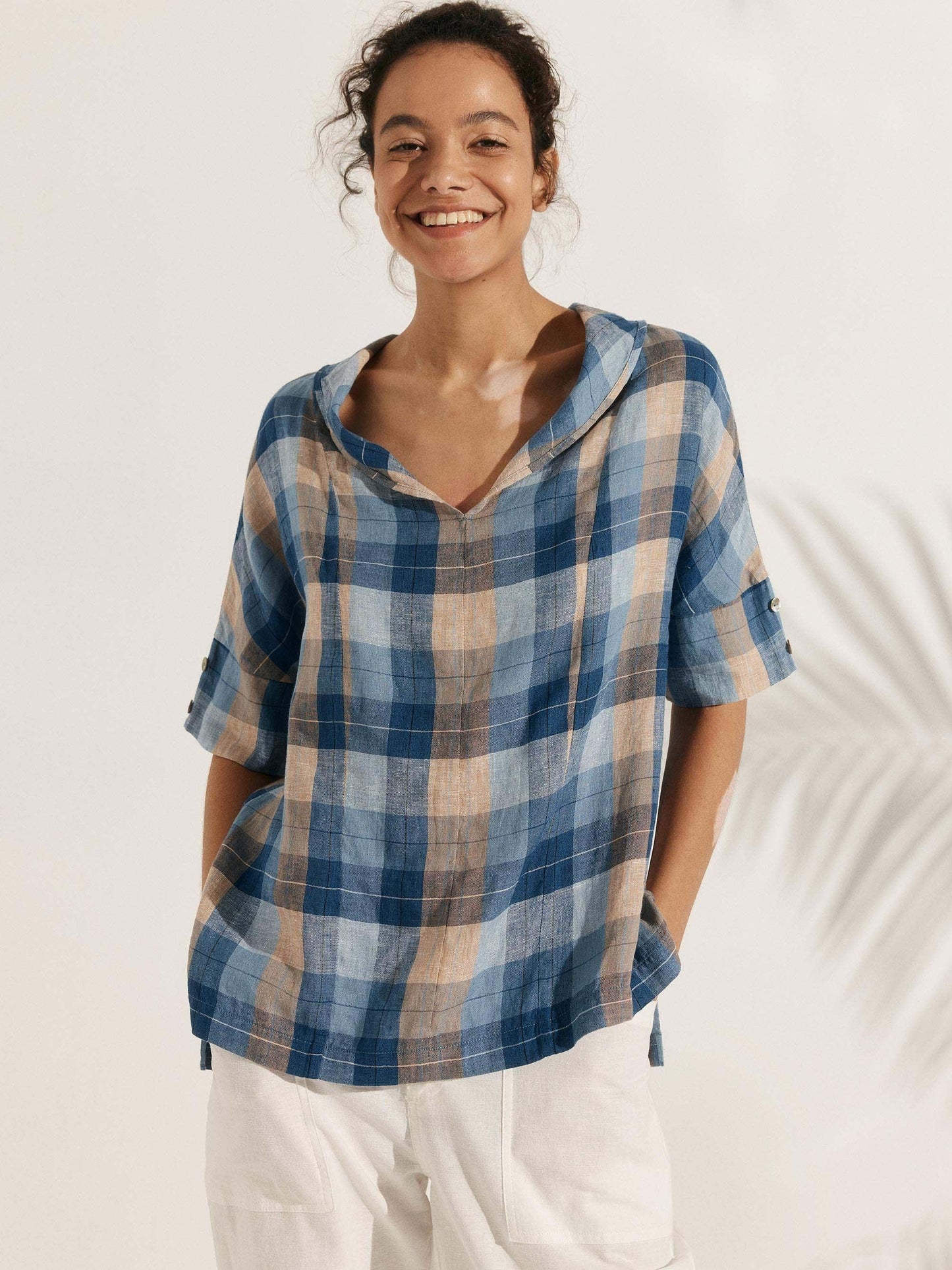 Linen V-Neck Short-Sleeve Shirt SIERRA