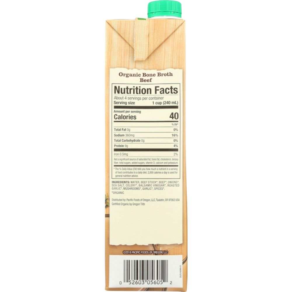 PACIFIC FOODS: Organic Beef Bone Broth, 32 oz