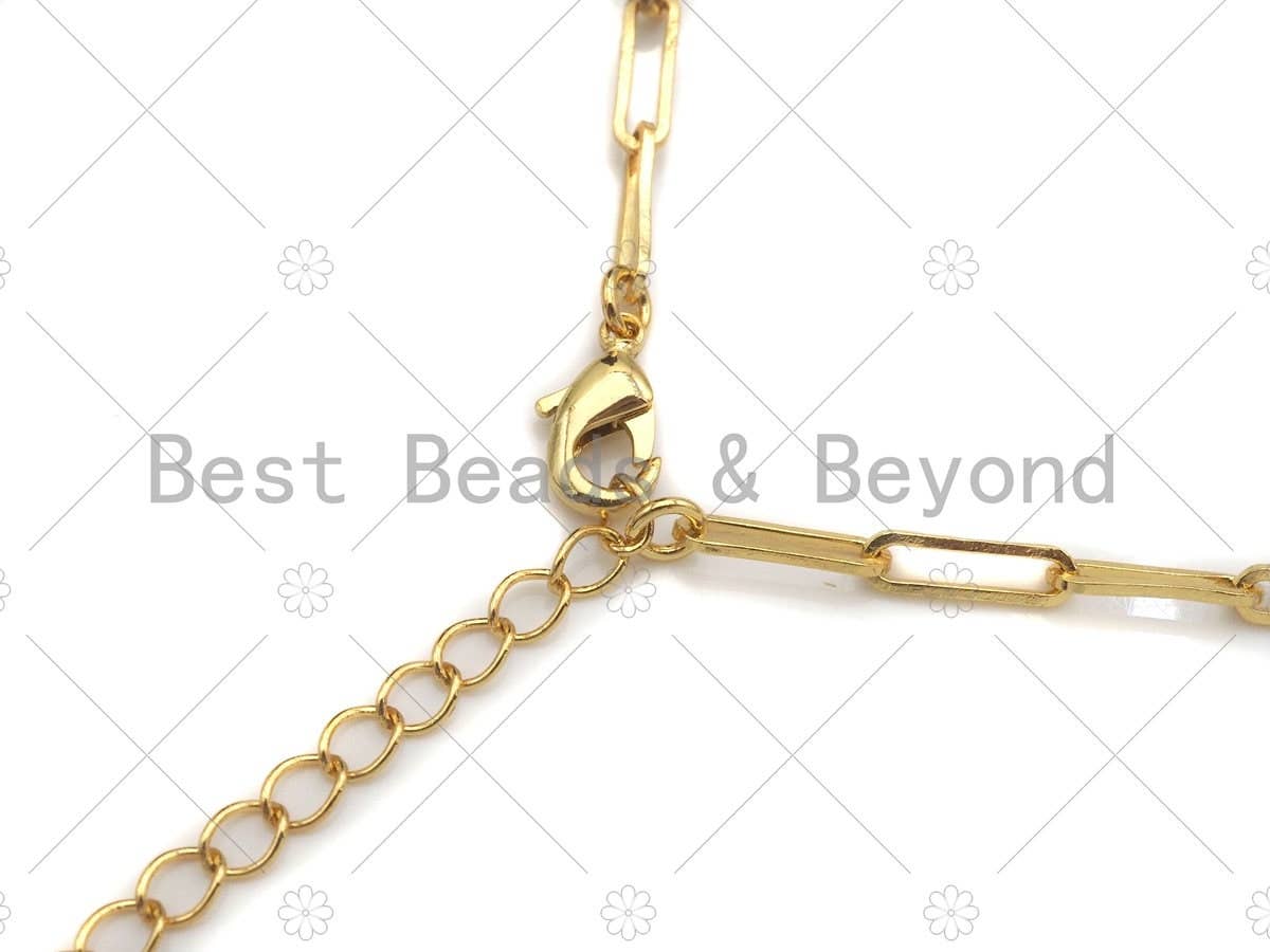 18/16/7 Dainty  Paper Clip Chain Necklace and Bracelet, Sku#LK106