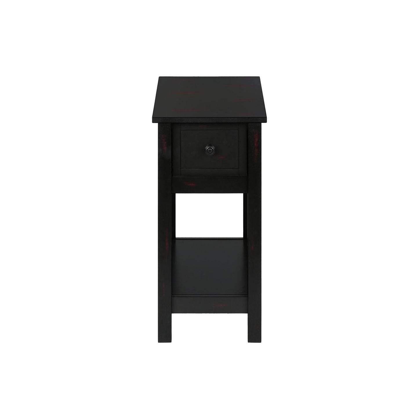 Accent End Table, 2 Tier, Narrow, Lamp, Storage Drawer, Charming Design