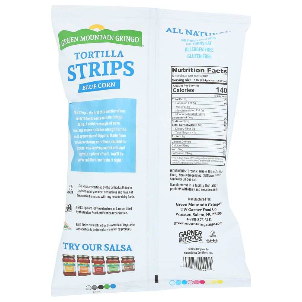 GREEN MOUNTAIN GRINGO: Organic Blue Corn Tortilla Strips, 8 oz