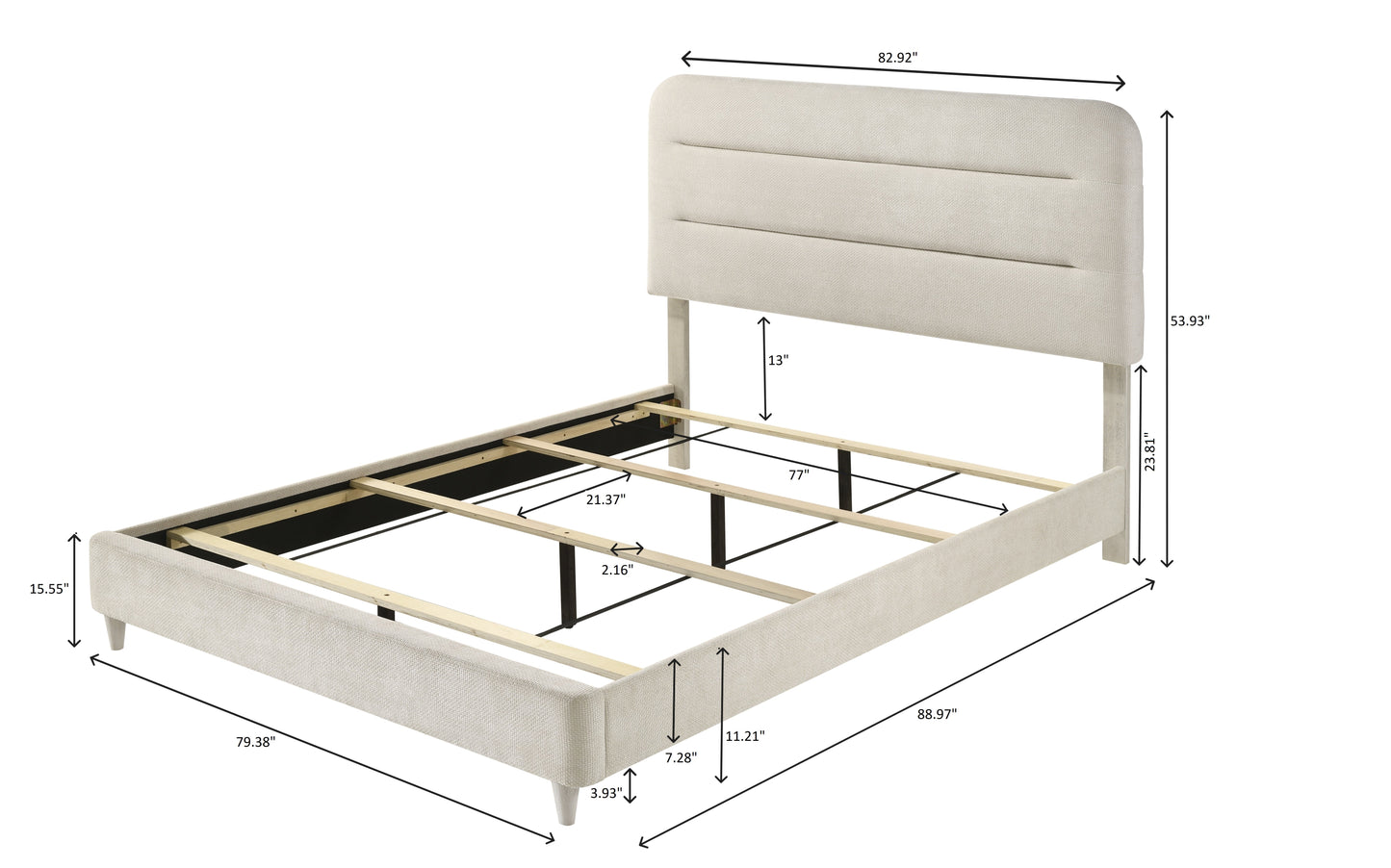Plush Upholstered Design King Size Panel Bed
