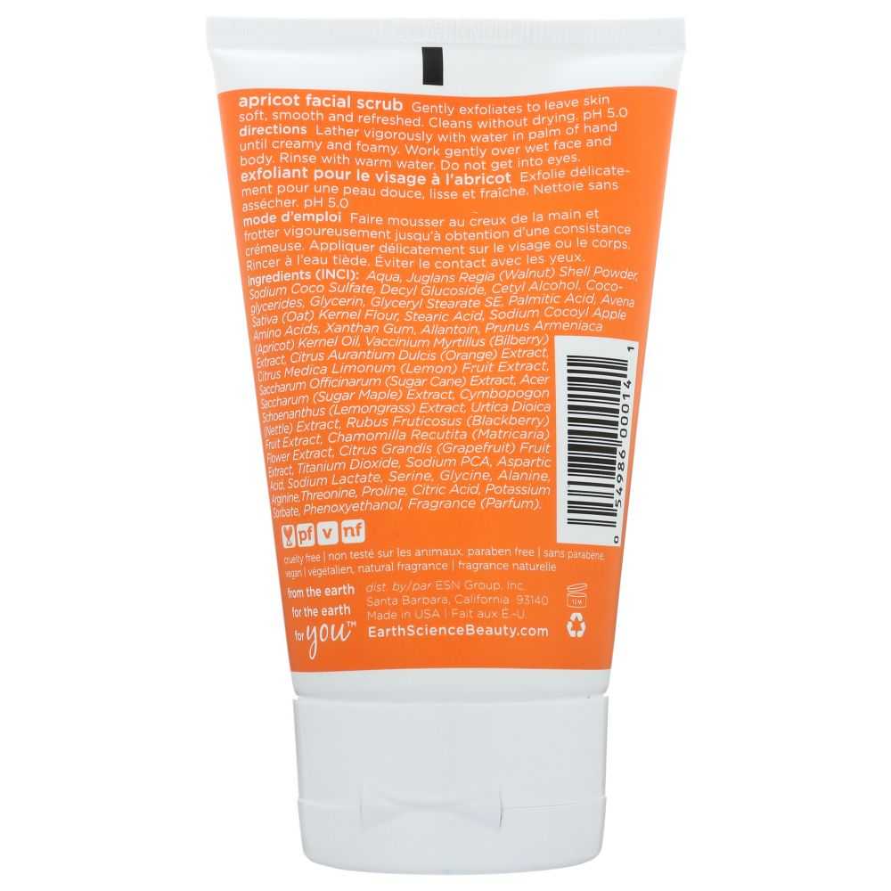 EARTH SCIENCE: Facial Scrub Apricot Gentle, 4 oz