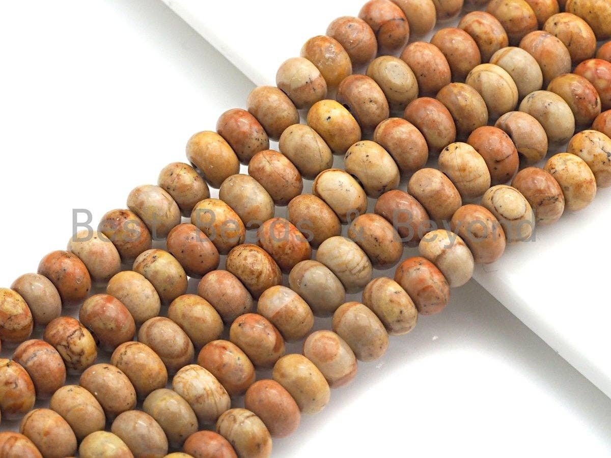 2mm Large Hole Natural Rhodonite Beads, Rondelle Smooth 6x10mm/5x8mm, 8" Long Strands, sku#U704