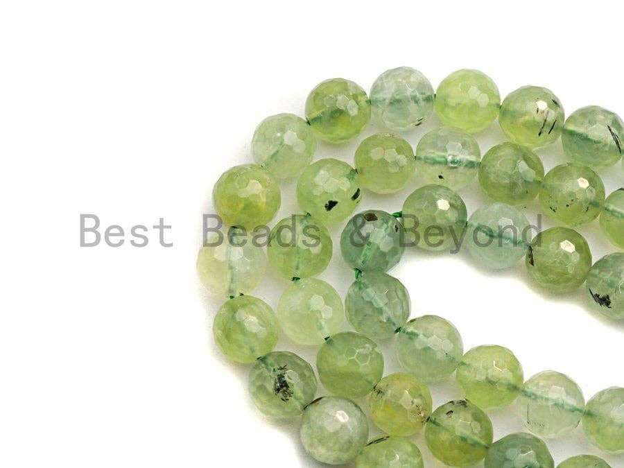 Quality Natural Prehnite beads, Round Faceted 6mm/8mm/10mm/12mm, 15.5" full strand, sku#U485