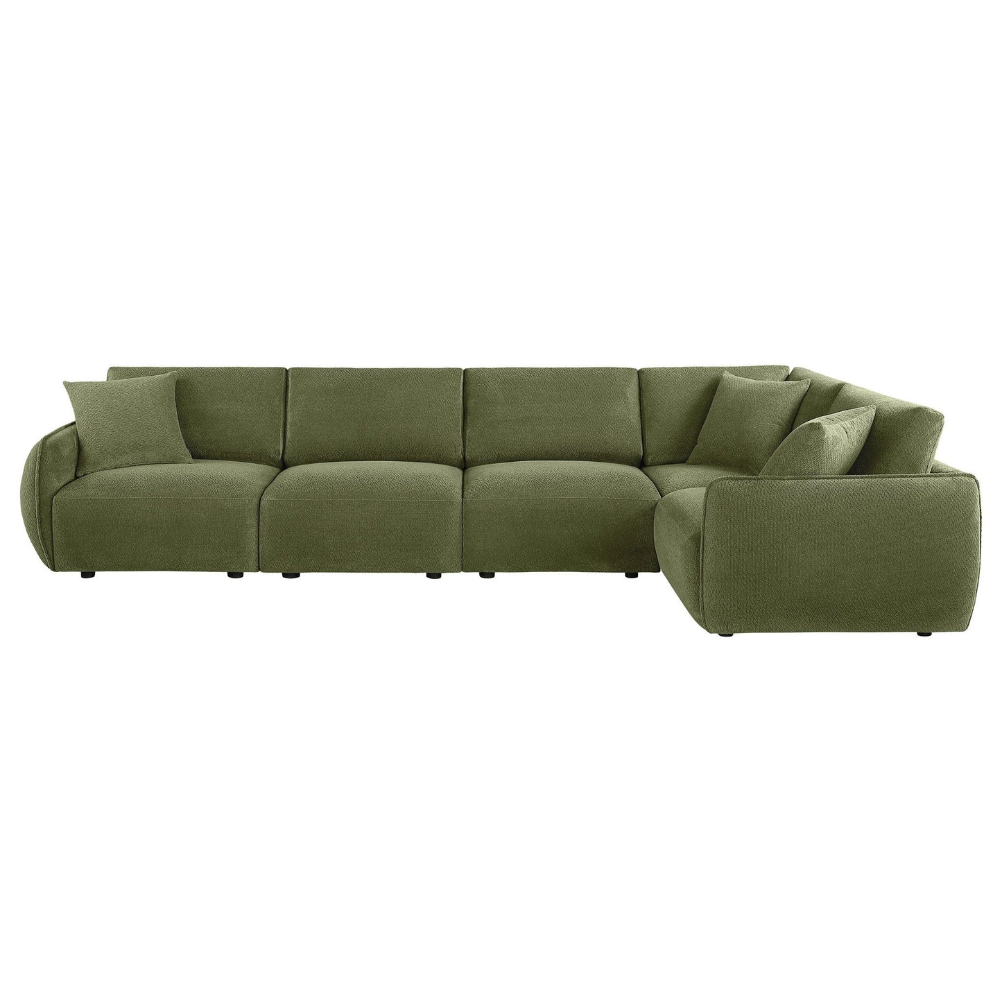 Elysia 5-piece Chenille Upholstered Modular Sectional Sofa Green