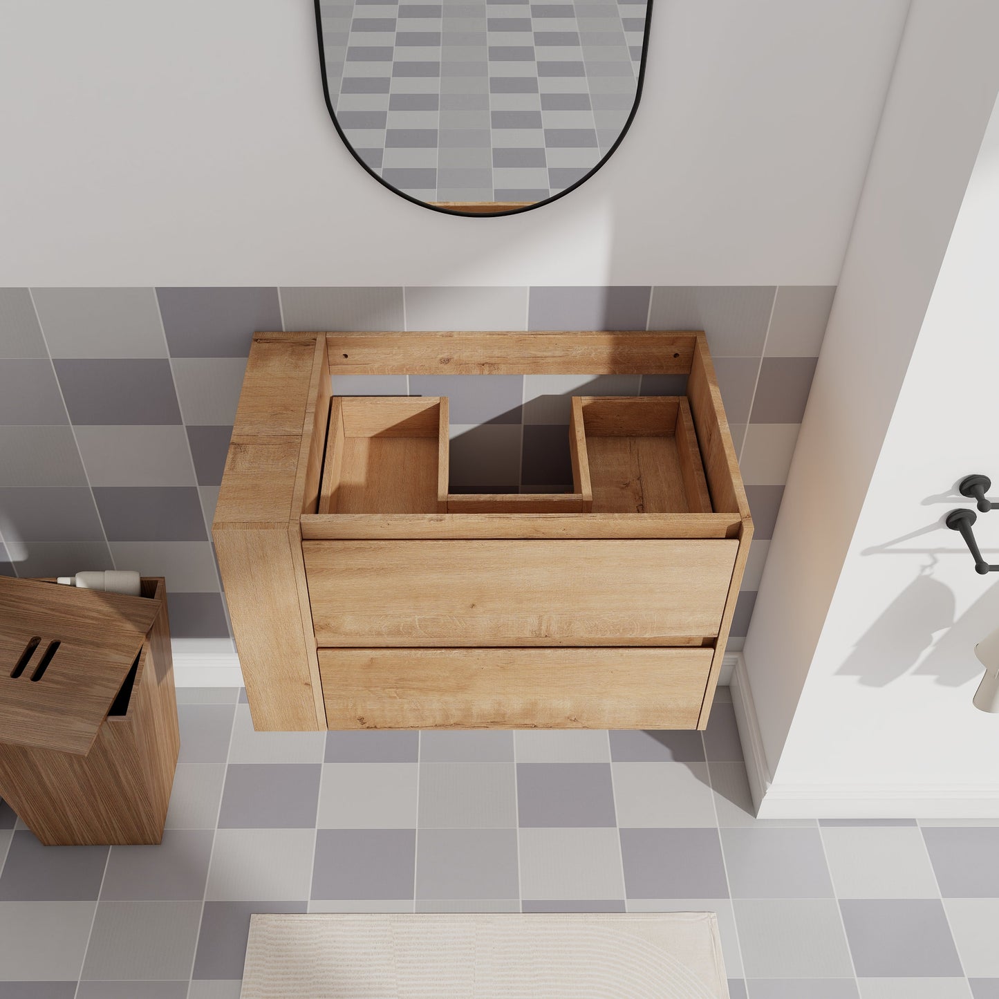 30" Wall Mounting Bathroom Vanity, Soft Close Drawer