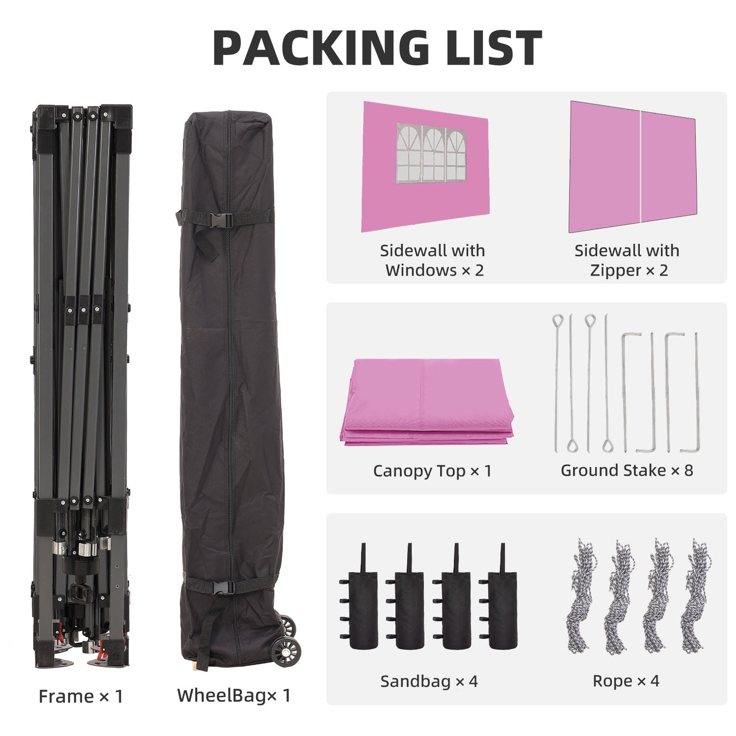 Ainfox 12ftx12ft Pop Up Canopy Tent with 4 Sidewalls One Push Tent Canopy with Wheeled Carry Bag, 8 Stakes and 4 Ropes