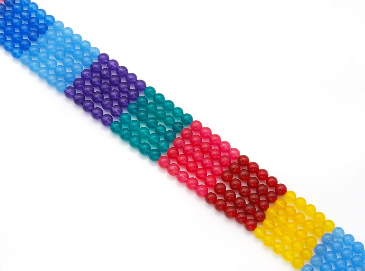 Mixed Color Jade Round Smooth Beads, Sku#U1428