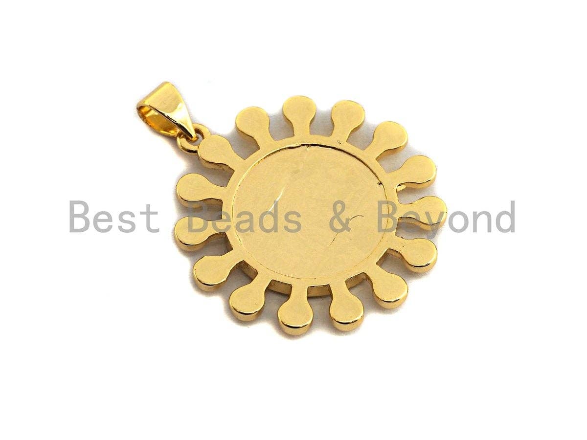 Enamel Colorful Sunflower Evil Eye Round Pendant,CZ Micro Pave Oil Drop pendant,Enamel pendant,Enamel Jewelry,26x27mm,sku#F974
