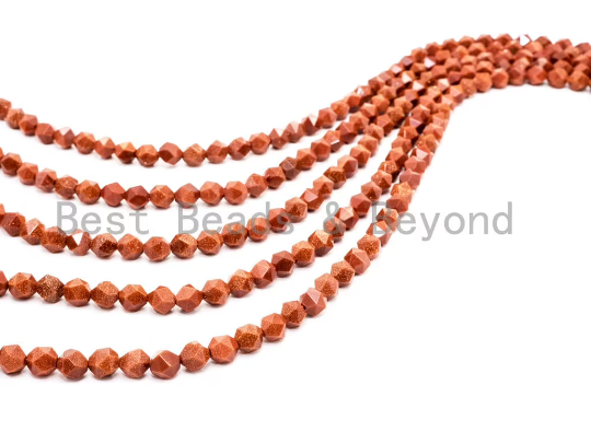 6mm/8mm/10mm/12mm Round Faceted Goldstone Beads, 16 Faceted Diamond Cut Gemstone Beads, Sparkling Golden Brown Beads, 15inch strand, SKU#U42