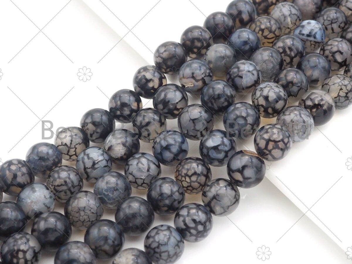 High Quality Black Fire Agate Beads, Dragon Vein Agate, SKU#UA151