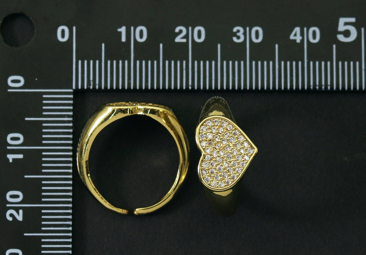 CZ Heart Adjustable Ring, Sku#O90