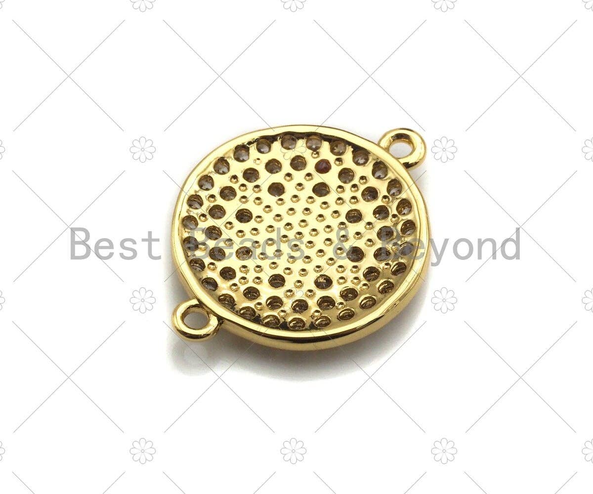 Clear CZ Micro Pave North Star on Round Shape Connector/Link, CZ Pave Bracelet Necklace Connector in Gold Finish,17x22mm,sku#LK149