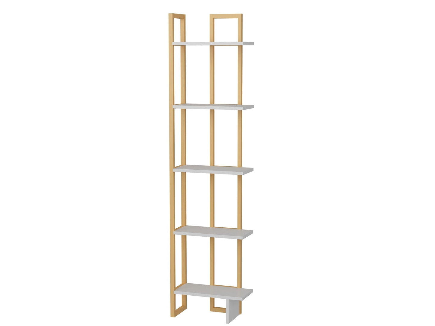 Alice 71" Tall Metal Manufactured Wood Bookcase | Corner Bookcase