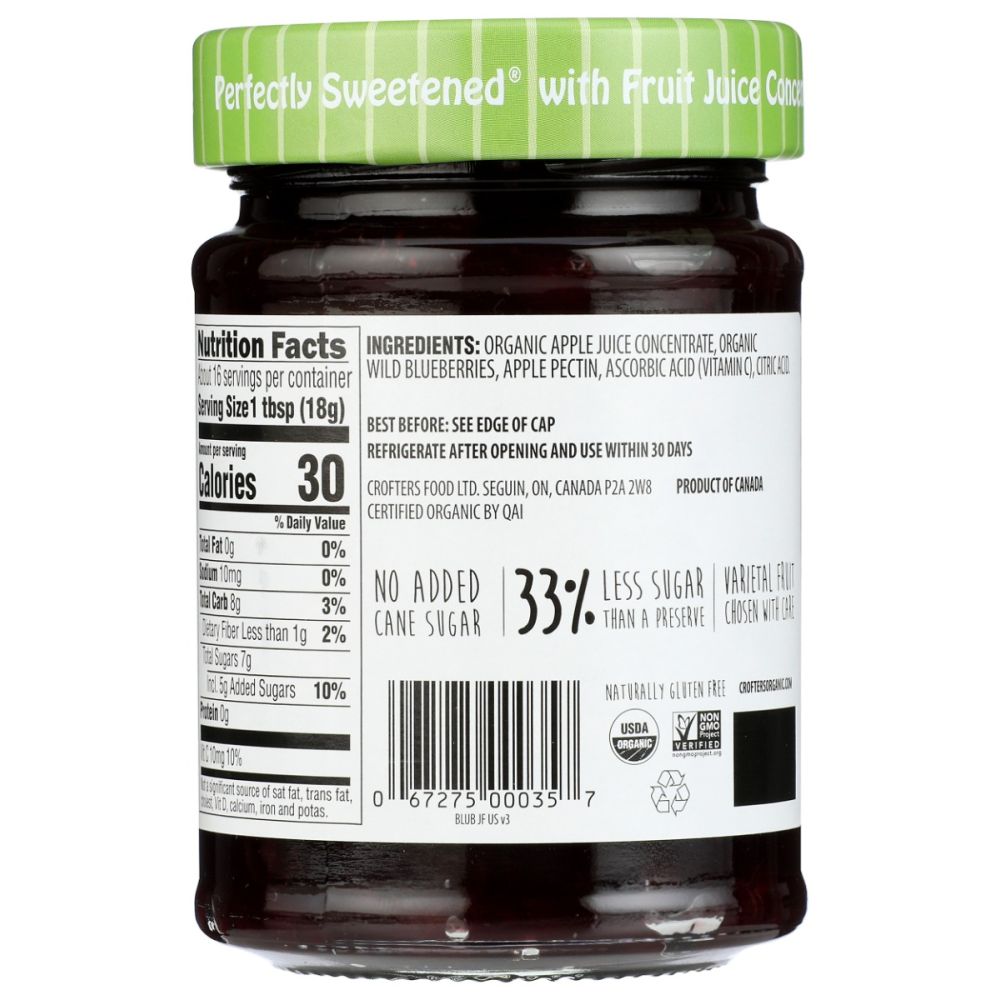CROFTERS: Organic Blueberry Fruit Spread, 10 oz